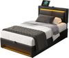 Polsterbett 90×200 cm aus Baumwoll-Stoff mit LED-Beleuchtung und USB-Typ-C-Anschluss, grau Bild 5