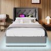 Polsterbett 90×200 cm aus Baumwoll-Stoff mit LED-Beleuchtung und USB-Typ-C-Anschluss, grau Bild 3