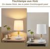 ZMH Nachttischlampe 2er Set Tischlampe Wohnzimmer - Tischleuchte Holz E27 Fassung Bedside Lamp Schlafzimmer Weiß Landhausstil Nachttischleuchte Nachttisch Modern Für Esszimmer Landhaus Restaurant Bild 2