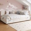 Polsterbett, Kinderbett, Daybett, Stauraumbett, Schlafsofa 140x200 cm, mit Lattenrost, USB-Ladegerät, Stautasche, Jugendbett und Erwachsenen-Kinderbett,Samt, beige (ohne Matratze) Bild 2