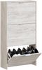 Dmora Asca Schuhregal, Schuhschrank mit 3 Falttüren, Schrank mit doppelter Kapazität für bis zu 18 Paar Schuhe, 60x22h113 cm, Weiß Bild 4
