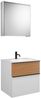 Burgbad FIUMO Waschtisch Set mit Spiegelschrank 62 cm breit, Braun/Weiß, Waschbecken Gussmarmor Weiß, Anschlag links Bild 2