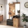 Merax Garderoben-Set,mit 4 Kleiderhaken, Spiegel, Schuhschrank, Wandgarderobe, oberes Ablagefach, Flurgarderobe Sitzbank Bild 3