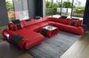 XXL Wohnlandschaft Rimini aus Leder - Echtleder - rot-schwarz - Links Bild 3