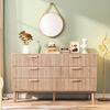 FUROKOY Sideboard Kommode Küchenschrank, Holzbeine (Buffetschrank mit 6 Stauraum Schubladen), für Schlafzimmer, Wohnzimmer, Flur, 100 x 34 x 73 cm Bild 2