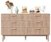 FUROKOY Sideboard Kommode Küchenschrank, Holzbeine (Buffetschrank mit 6 Stauraum Schubladen), für Schlafzimmer, Wohnzimmer, Flur, 100 x 34 x 73 cm Bild 4