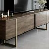 Dmora Fernsehschrank Abishia, Ständer für Wohnzimmerfernseher, Niedriges Wohnzimmer-Sideboard, TV-Ständerbasis, 180x30h50 cm, Walnuss und Gold Bild 5