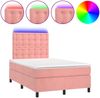 vidaXL Boxspringbett mit Matratze & LED Rosa 120x190 cm Samt 3270340 Bild 2
