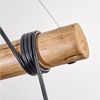 hofstein Pendelleuchte Hängelampe aus Metall/Holz/Riffelglas in Schwarz/Natur/Bernstein/Klar, ohne Leuchtmittel, Hängeleuchte im Retro/Boho Design mit Glasschirmen und Holzbalken, E27 Bild 3