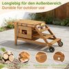 Novelux Matschküche Kinder Outdoor mit Rollen 59 x 60,4 x 132 cm – Holz-Spielküche Natur mit Backofen, Zubehör, EN71, Gartenküche ab 3 Jahren für Garten Bild 3