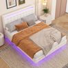 Polsterbett 140x200 cm mit LED-Beleuchtung – Flachbett aus PU und MDF in Weiß Bild 4