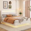 Polsterbett 140x200 cm mit LED-Beleuchtung – Flachbett aus PU und MDF in Weiß Bild 2