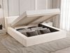 GRAINGOLD Mali Polsterbett 180x200, Doppelbett mit Bettkasten und Lattenrost, Velour-Stoff, Creme Bild 4