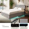tectake Polsterbett Komfortbett mit LED-Leisten & Stauraum - Samtoptik mit Steppmuster (Bettset, in Dunkelgrau), stabiler Stahlrahmen, Belastbarkeit 300 kg Bild 3