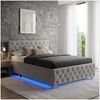 tectake Polsterbett Komfortbett mit LED-Leisten & Stauraum - Samtoptik mit Steppmuster (Bettset, in Dunkelgrau), stabiler Stahlrahmen, Belastbarkeit 300 kg Bild 4