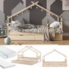 Hausbett Design Naturholz 90x200 cm mit Gästebett und 2 Matratzen Vitalispa Bild 2
