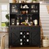 Hoher Küchenschrank mit USB-Anschlüssen und Steckdosen, Seitenschrank mit 4 Türen & 3 Schubladen,Sideboard mit LED-Lichtleiste, Küchenschrank, Aufbewahrungsschrank, Anrichte, Schwarz, 120×40×170cm Bild 3