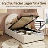 Kinderbett 90x200 cm mit hydraulischem Stauraum, eingebetteter Matratze, geräuschdämpfenden Polstern, Samtbezug, weichem Kopfteil,Beige Bild 4