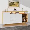 Sideboard 140 cm, Anrichte in Weiß & Holzoptik, Kommode mit 2 Türen, 3 Schubladen & 2 offenen Fächern Bild 2