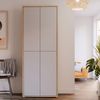 Forte ALICE SPRINGS Schuhschrank 70 80, moderner Flurschrank mit 4 Türen und 8 Einlegeböden, Holzwerkstoff, Grey / Artisan Eiche Holzdekor, 74,5 cm breit x 191,9 cm hoch x 34,9 cm tief Bild 2