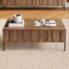 Couchtisch Retro mit Wellen Schubladen - Natur Holztoptik Wohnzimmertisch mit Stauraum & Metallbeinen Bild 5
