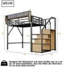Odikalo Hochbett Jugendbett Metallbett Sicherheitsleiter Staufach 140x200 Weiß/Schwarz Bild 3