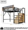 Odikalo Hochbett Jugendbett Metallbett Sicherheitsleiter Staufach 140x200 Weiß/Schwarz Bild 4