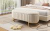Merax Fußbank 120 x 40 cm, gepolsterte Fußbank mit Stauraum, Sofabank Bank, Samtstoff beige Bild 3