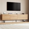 MODFU TV-Schrank Sideboard mit skulpturaler 3D-Textur & welliger Maserung (Packung, 1-St, 180x51,5x38 cm in Natural, 2 Türen, 2 Schubladen, Metallbeine) Heller Holzsockel unterstreicht das einzigartige Design Bild 4