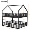 Metall-Etagenbett Hausform für Kinder & Jugendliche – Doppelbett mit Leiter,Sicherheitsgeländer & Tür,140x200 cm,Schwarz Bild 4