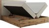 Doppelbett, Boxspringbett mit Bettkästen, Multipocket-Matratze und Topper, Set mit Kopfteil, Eiche Wotan Holzrahmen - WOOD CLASSIC - 160 x 200 cm - Creme Struktur - H4 Bild 5