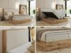 Doppelbett, Boxspringbett mit Bettkästen, Multipocket-Matratze und Topper, Set mit Kopfteil, Eiche Wotan Holzrahmen - WOOD CLASSIC - 160 x 200 cm - Creme Struktur - H4 Bild 2
