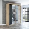 Schwebetürenschrank NEO 2-türig Schrank 180 cm (mit Spiegel) Farbe: Sonoma , schwarz Bild 2