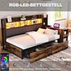 Bett 90x200 cm mit Stauraum und Schreibtisch – Metall & Holz, Natural Wood Bild 4