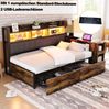 Bett 90x200 cm mit Stauraum und Schreibtisch – Metall & Holz, Natural Wood Bild 5