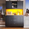 Hochschrank mit LED Beleuchtung APP-Steuerung Stauraumschrank Küchenhochschrank Regal mit USB-Ladefunktion höhenverstellbar Bild 3