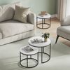 Home Collective Couchtisch 2er Set Beistelltisch Loft Design 2in1 Verschachtelung Wohnzimmer, kratzfeste Oberfläche 53cm und 43cm Marmor Optik mit schwarzen Beinen Bild 2