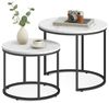 Home Collective Couchtisch 2er Set Beistelltisch Loft Design 2in1 Verschachtelung Wohnzimmer, kratzfeste Oberfläche 53cm und 43cm Marmor Optik mit schwarzen Beinen Bild 4