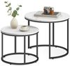 Home Collective Couchtisch 2er Set Beistelltisch Loft Design 2in1 Verschachtelung Wohnzimmer, kratzfeste Oberfläche 53cm und 43cm Marmor Optik mit schwarzen Beinen Bild 5