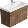 Badplaats Badmöbel Set mit Waschbecken und Unterschrank Paso 01 80 x 40 cm Braun Eiche - Waschbeckenunterschrank mit Waschbecken Bild 2