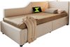 Polsterbett 90×200 cm aus Samt-Stoff mit Stauraum, USB-C-Anschluss und Leselampe, grau Bild 5