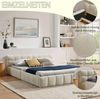 Polsterbett mit Chenille-Bezug & Steppdesign, 160x200 cm, Beige, ohne Matratze Bild 5