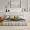 Polsterbett mit Chenille-Bezug & Steppdesign, 160x200 cm, Beige, ohne Matratze Bild 2