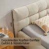 Polsterbett mit Chenille-Bezug & Steppdesign, 160x200 cm, Beige, ohne Matratze Bild 3