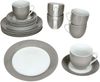 18tlg Kaffeeservice Variant Grau Porzellan 6 Personen Tassen Untertassen Teller Bild 2