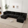 Modulares 2- bis 4-Sitzer Sofa H 69 x T 386 x B 177 cm aus Cord, schwarz, mit 74 cm Sitztiefe, ohne Montage Bild 3