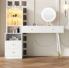 Schminktisch-Set 100x40x125 cm mit dreifarbigem LED-Spiegel und Glastür – elegantes Design Bild 2