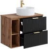 Vente-unique - ZEVARA Waschbeckenmöbel Holz, Platte Schwarz - B 46 cm x H 57 cm x L 80 cm Bild 4