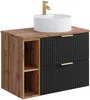 Vente-unique - ZEVARA Waschbeckenmöbel Holz, Platte Schwarz - B 46 cm x H 57 cm x L 80 cm Bild 2