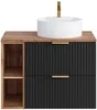 Vente-unique - ZEVARA Waschbeckenmöbel Holz, Platte Schwarz - B 46 cm x H 57 cm x L 80 cm Bild 3
